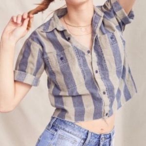 One of a kind vintage striped collared button up.